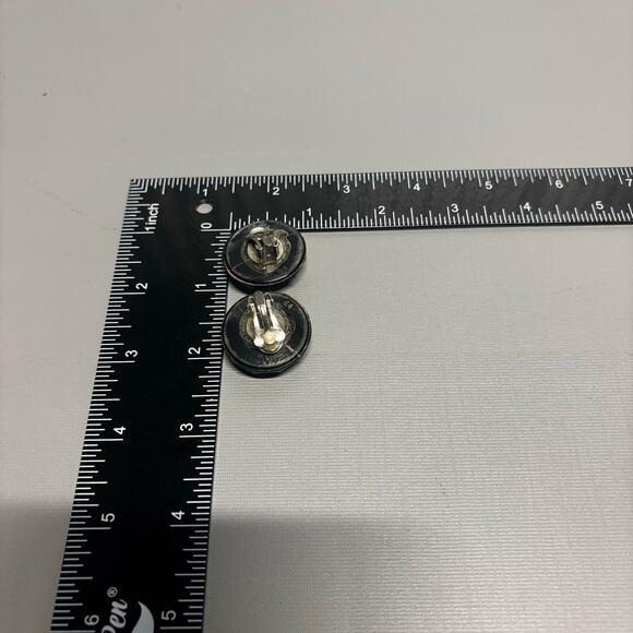 Vintage Black Fabric Clip On Earrings Women Round Beaded Statement Retro - Picture 5 of 9